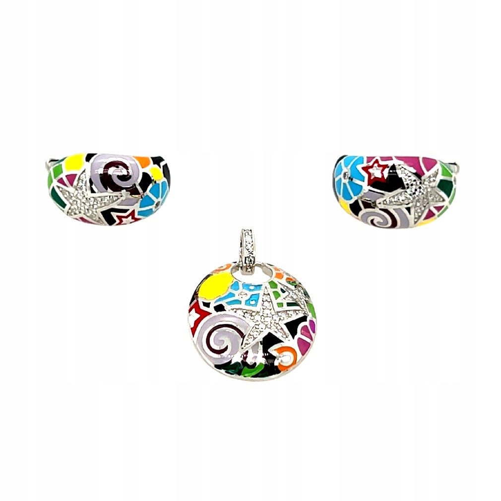 Barevný originální komplet se smaltem a zirkony