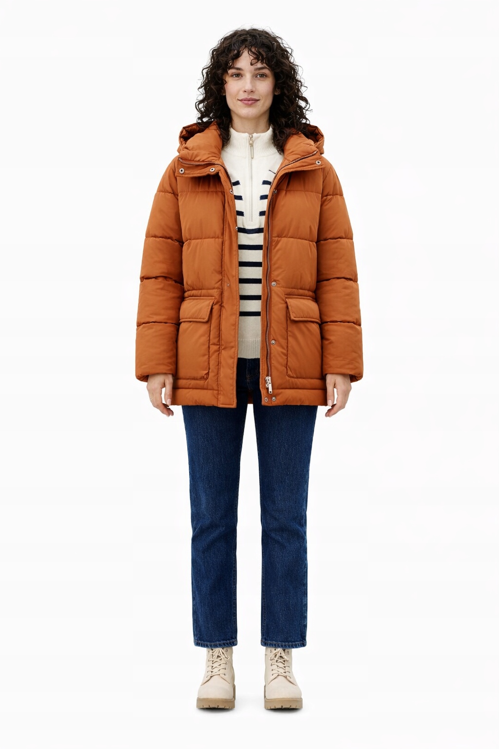 Hnědá Prošívaná Bunda S Kapucí A Zipem M 1I3A