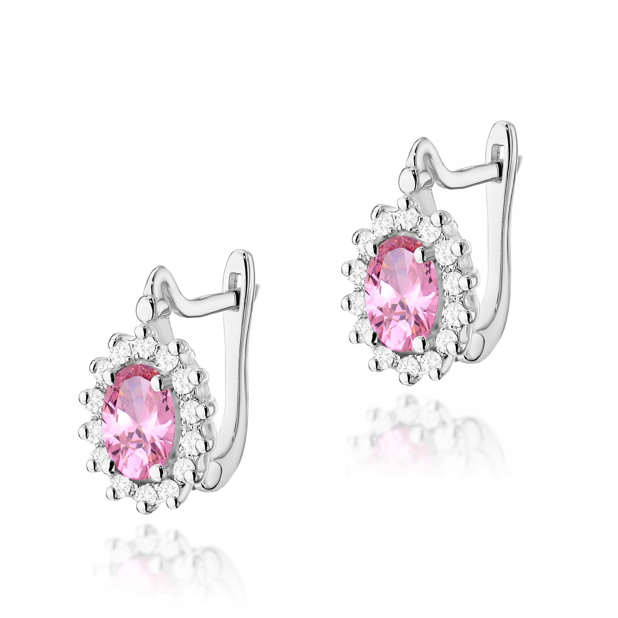 Náušnice růžové zlato 585 přírodní růžový topaz s brilianty 2.8 g