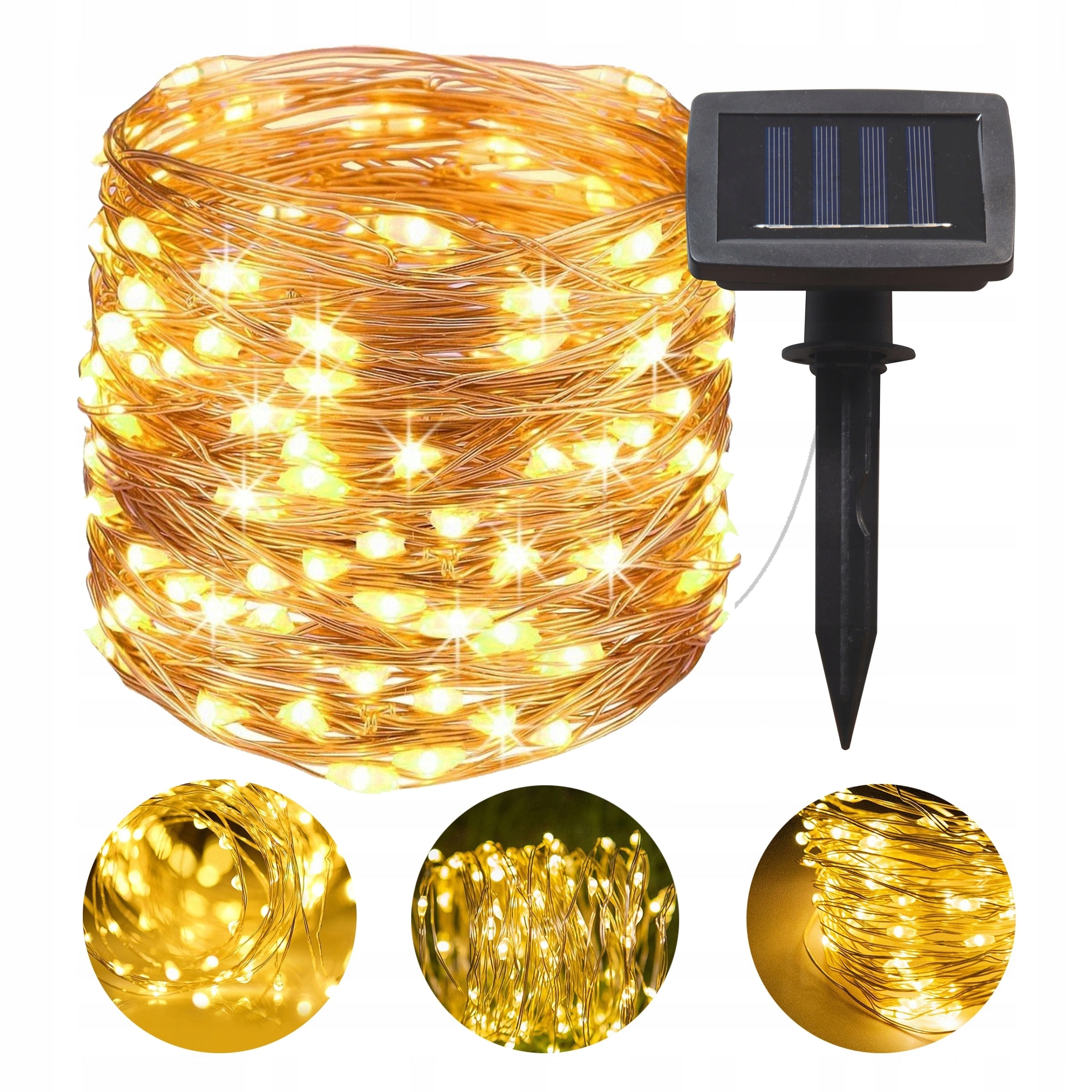 Solární Lampy Na Drátku, Teplé Bílé, Zahradní, Balkonové, 100 Led, Dekorativní
