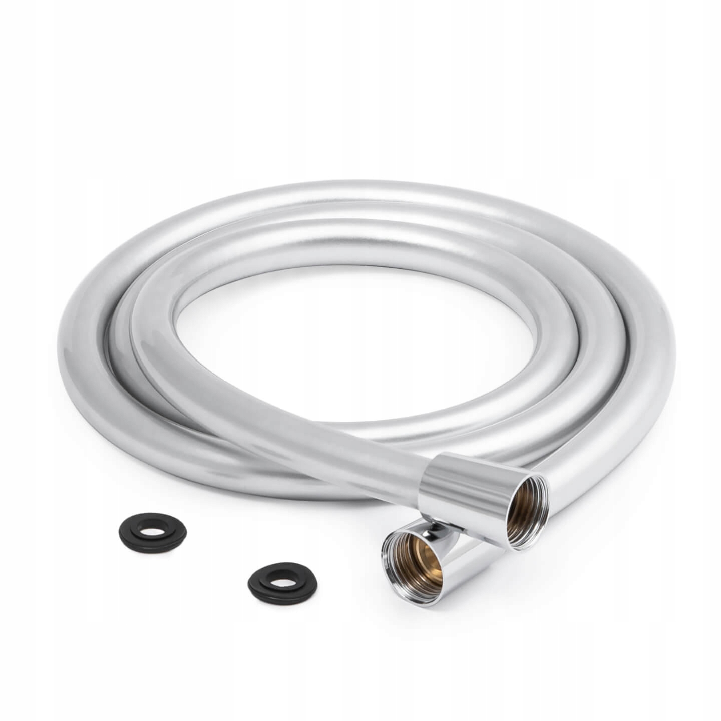 WĄŻ PRYSZNICOWY BEZSKRĘTNY PCV 360° FLEX DO SŁUCHAWKI SREBRNY GUMOWY GŁADKI