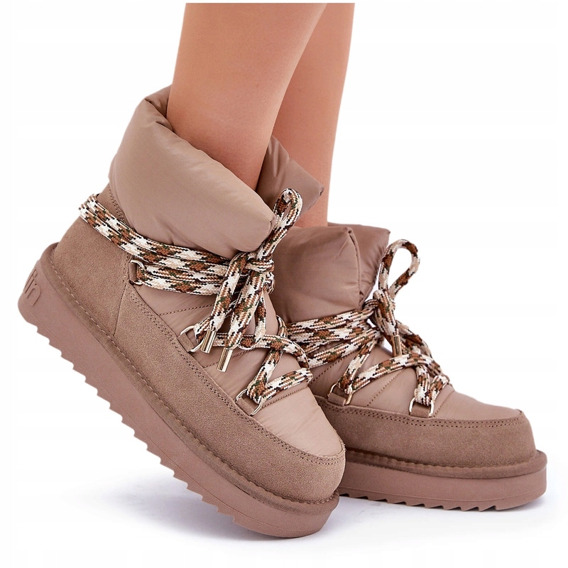 Semišové Sněhule S Hrubým Šněrováním D.franklin DFSH375003 Taupe 40