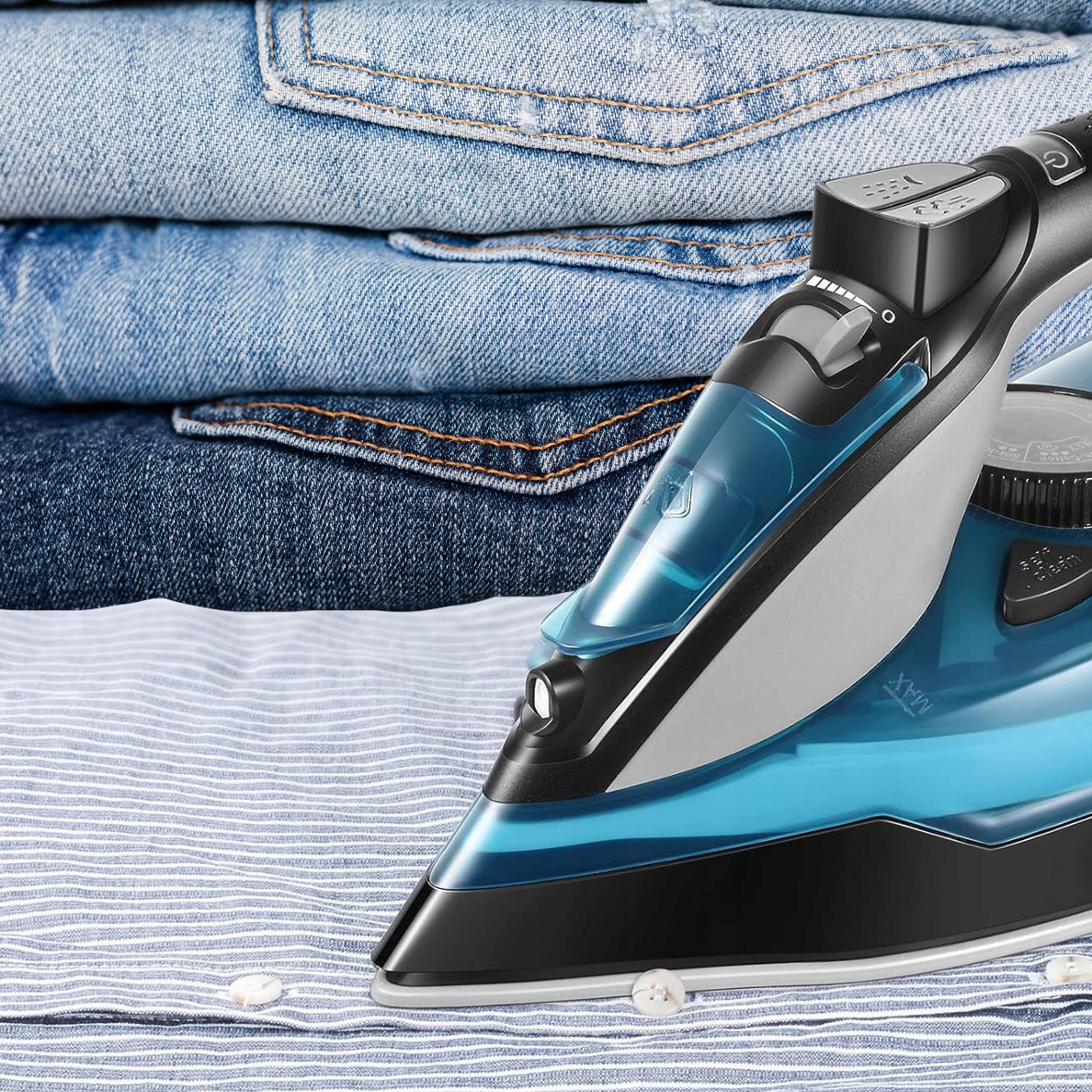 MOCNE ŻELAZKO PAROWE CERAMICZNE STRAŻAK 3000W 9w1 ANTI-DRIP, ANTI-CALC Długość przewodu sieciowego 1.5 m