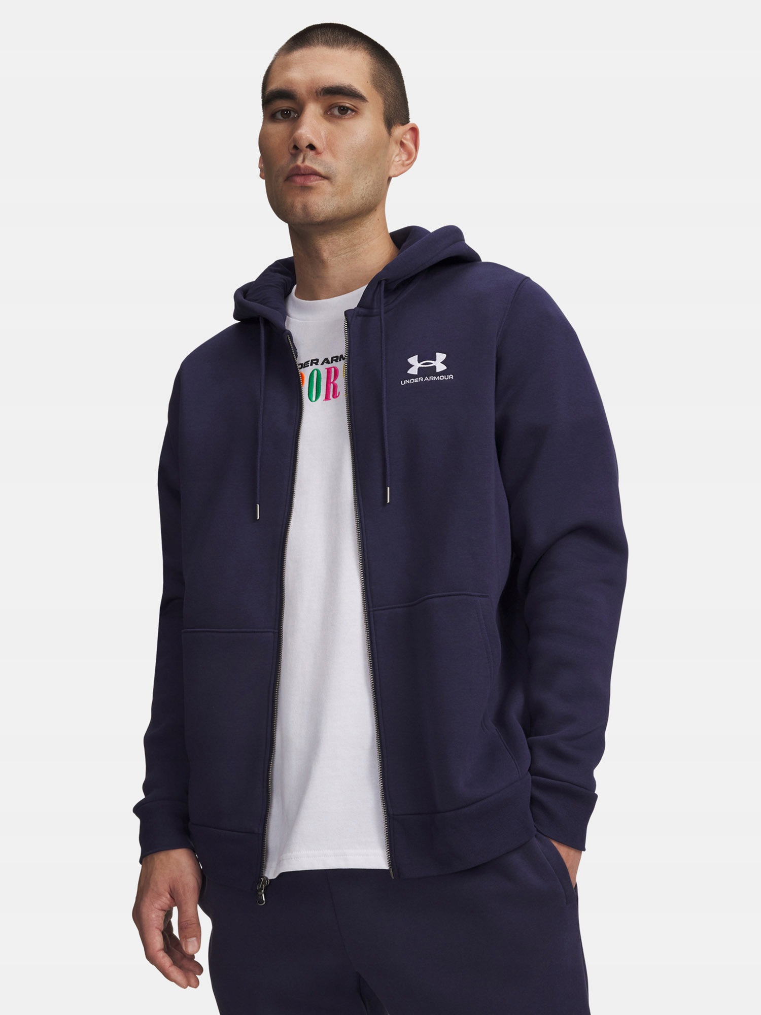 Under Armour Mikina Ua Essential Fleece Fz Hood-NVY modrá