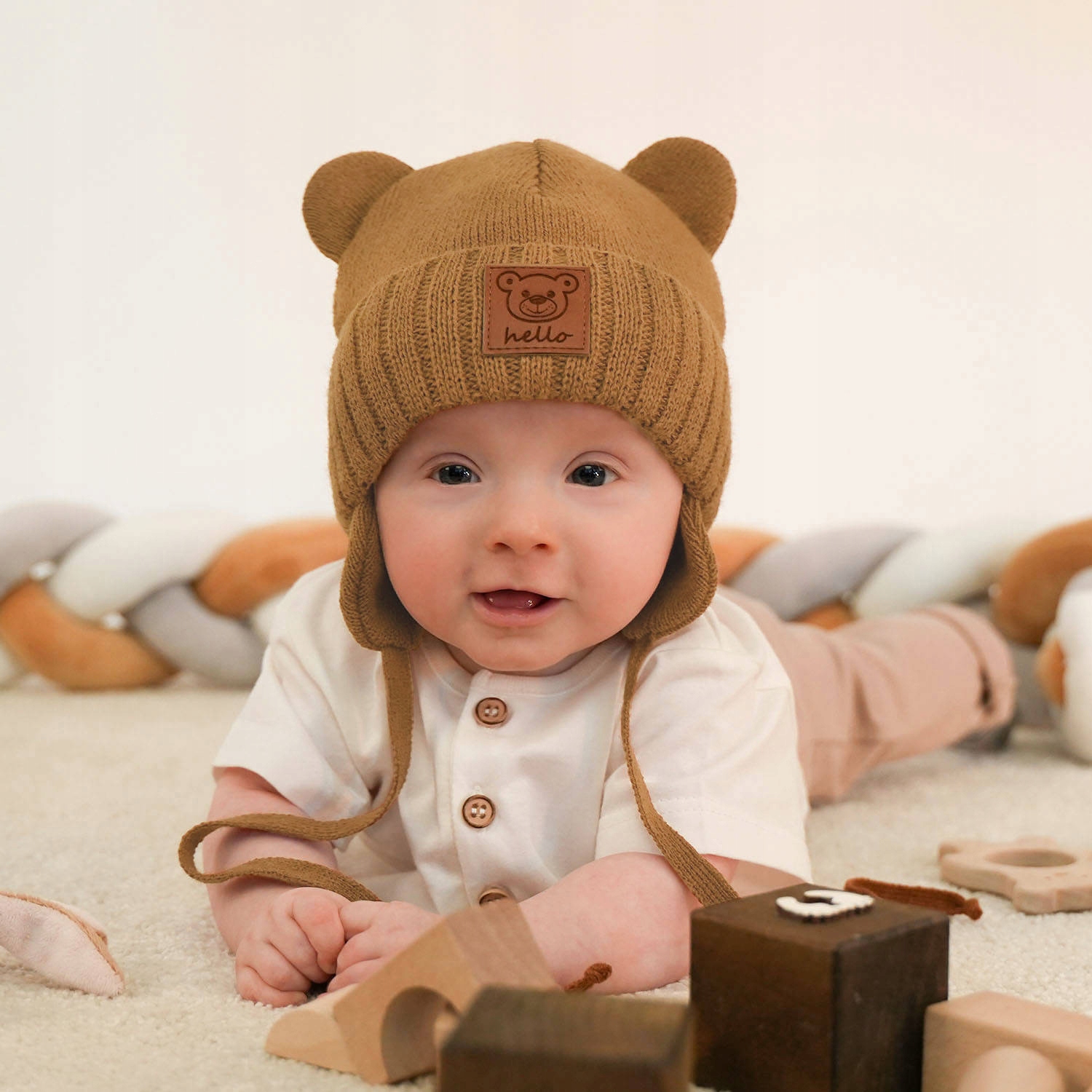 KOMPLET niemowlęcy ZIMOWY CZAPKA I SZALIK 40-42 Wiek dziecka 3 m +