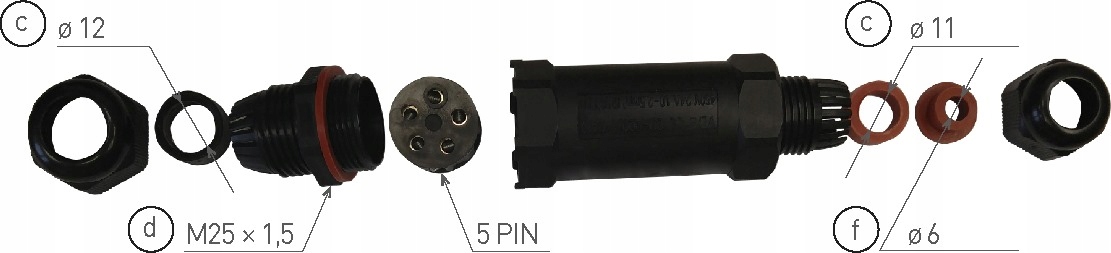 Złącze kablowe wodoszczelne mufa kablowa IP68 CSJ 5x1,5 GXSP003 GREENLUX Kod producenta GXSP003