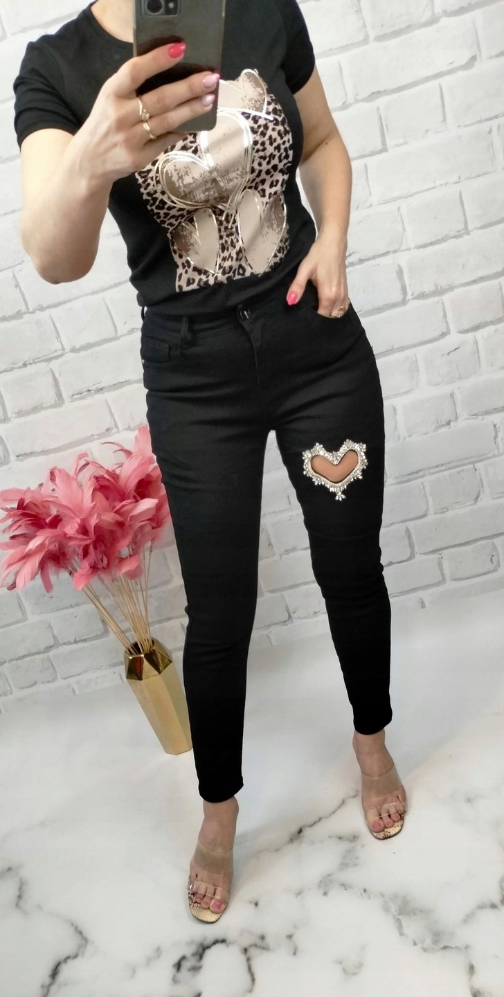 Spodnie Jeansowe M SARA Serce Serduszko r. XS