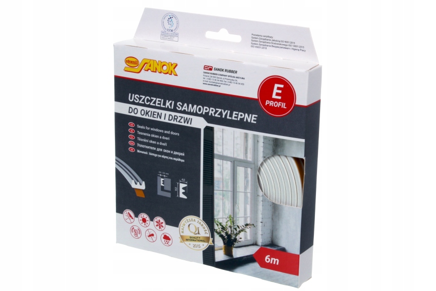 

Uszczelka Do Okien Drzwi Epdm Typ E Biała 6m