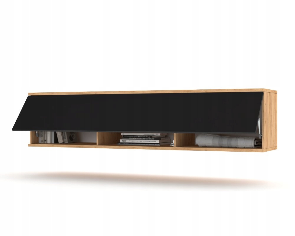 Závěsná Rtv skříňka Komoda do obývacího pokoje Simply Horizontální Craft Černá Mat 160