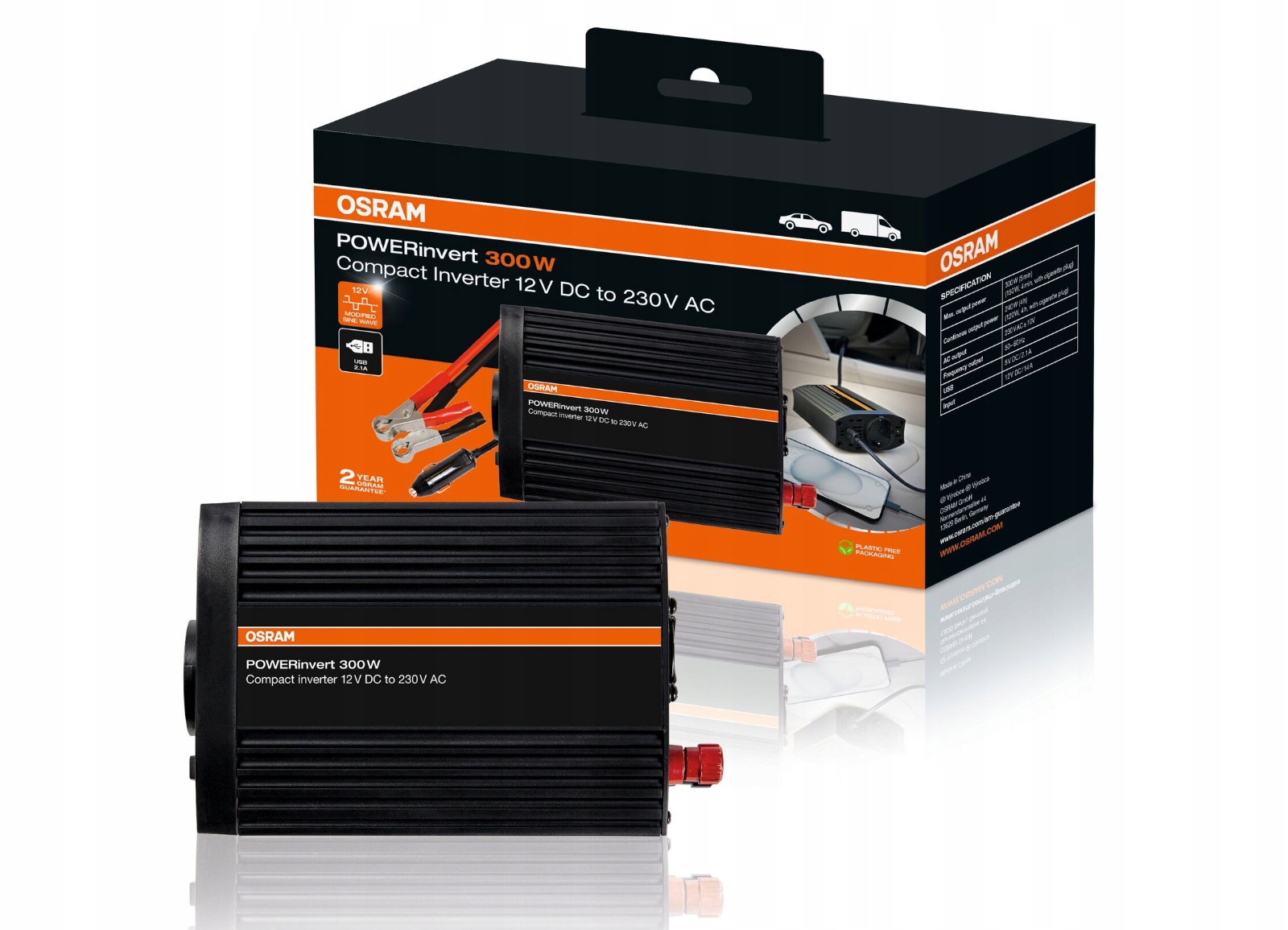 Osram POWERinvert menič napätia 12V DC na 230V 300W 1ks OEINVU300