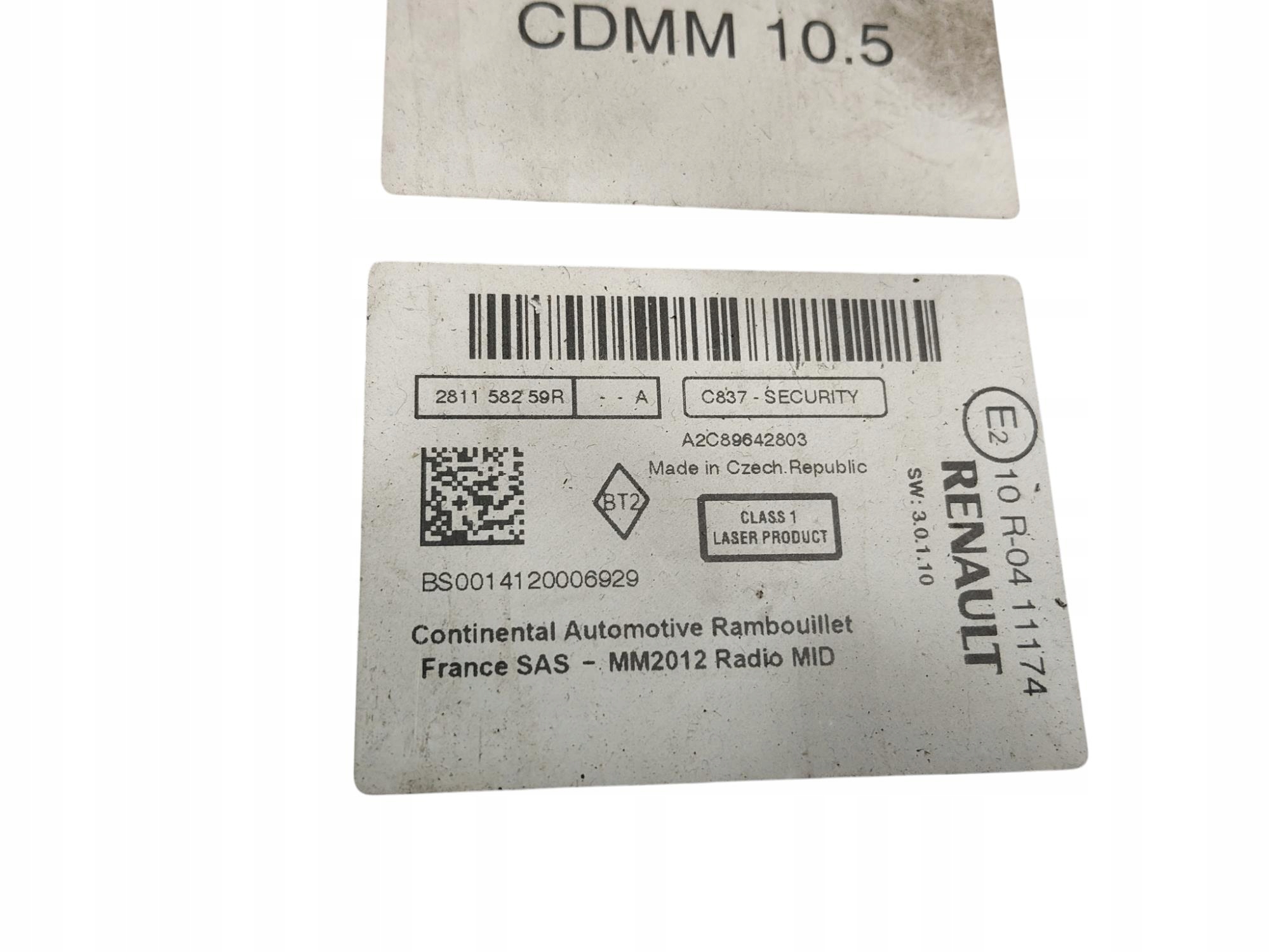 RADIO CD MP3 BLUETOOTH RENAULT LAGUNA III 281158259R + KOD
