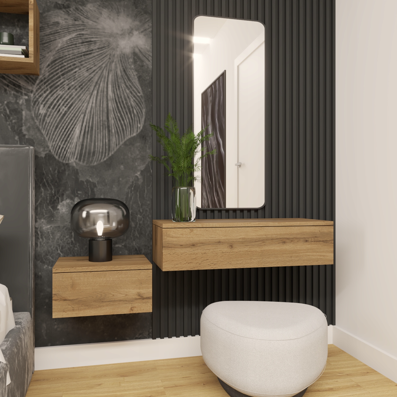 Szafka nocna AVA DĄB WOTAN +F.Biały30cm Mały pokój Szerokość mebla 30 cm