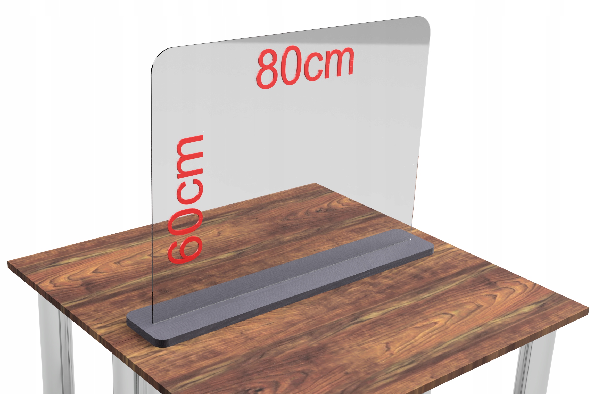 Ochranné sklo z plexiskla 80x60 cm na stůl na dřevěný pult