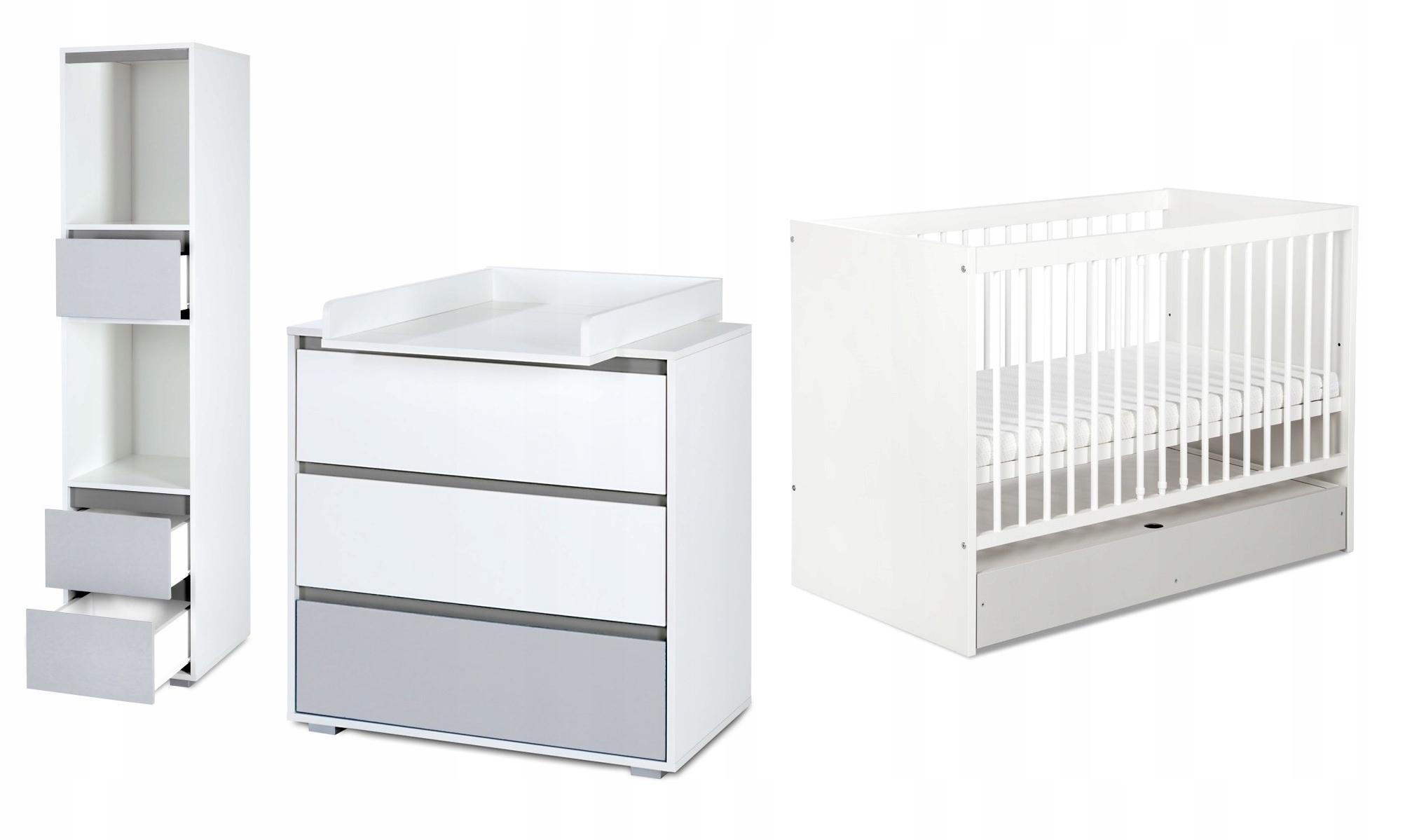 ZESTAW MEBLI KLUPŚ DALIA GREY Komoda Łóżeczko 120