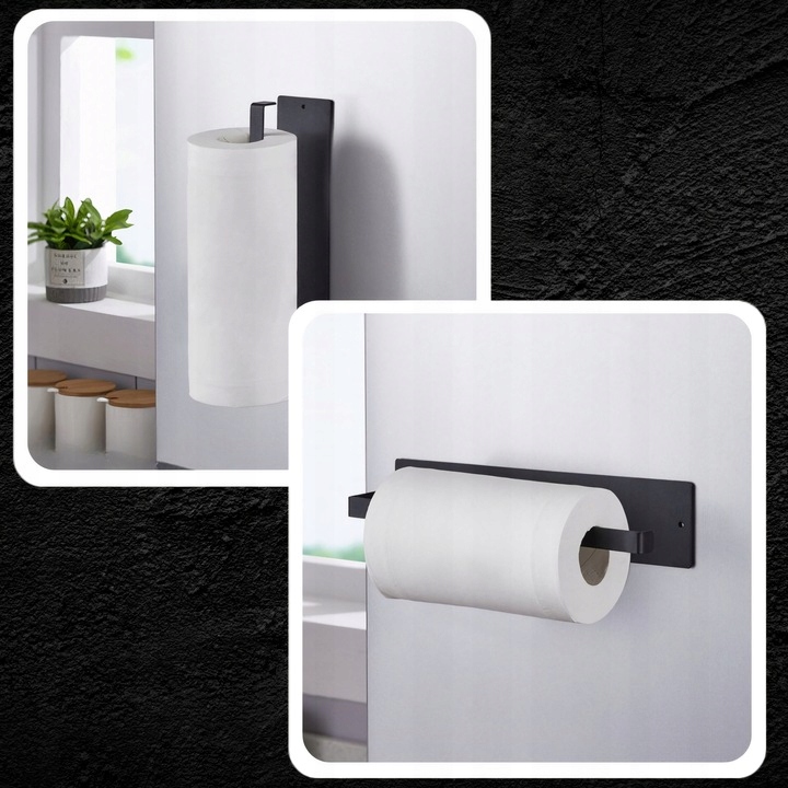 UNIWERSALNY UCHWYT WIESZAK NA RĘCZNIK PAPIEROWY KUCHENNY LOFT BEZ WIERCENIA Kod producenta DUŻY WIESZAK NA RĘCZNIKI PAPIER CZARNY MAT