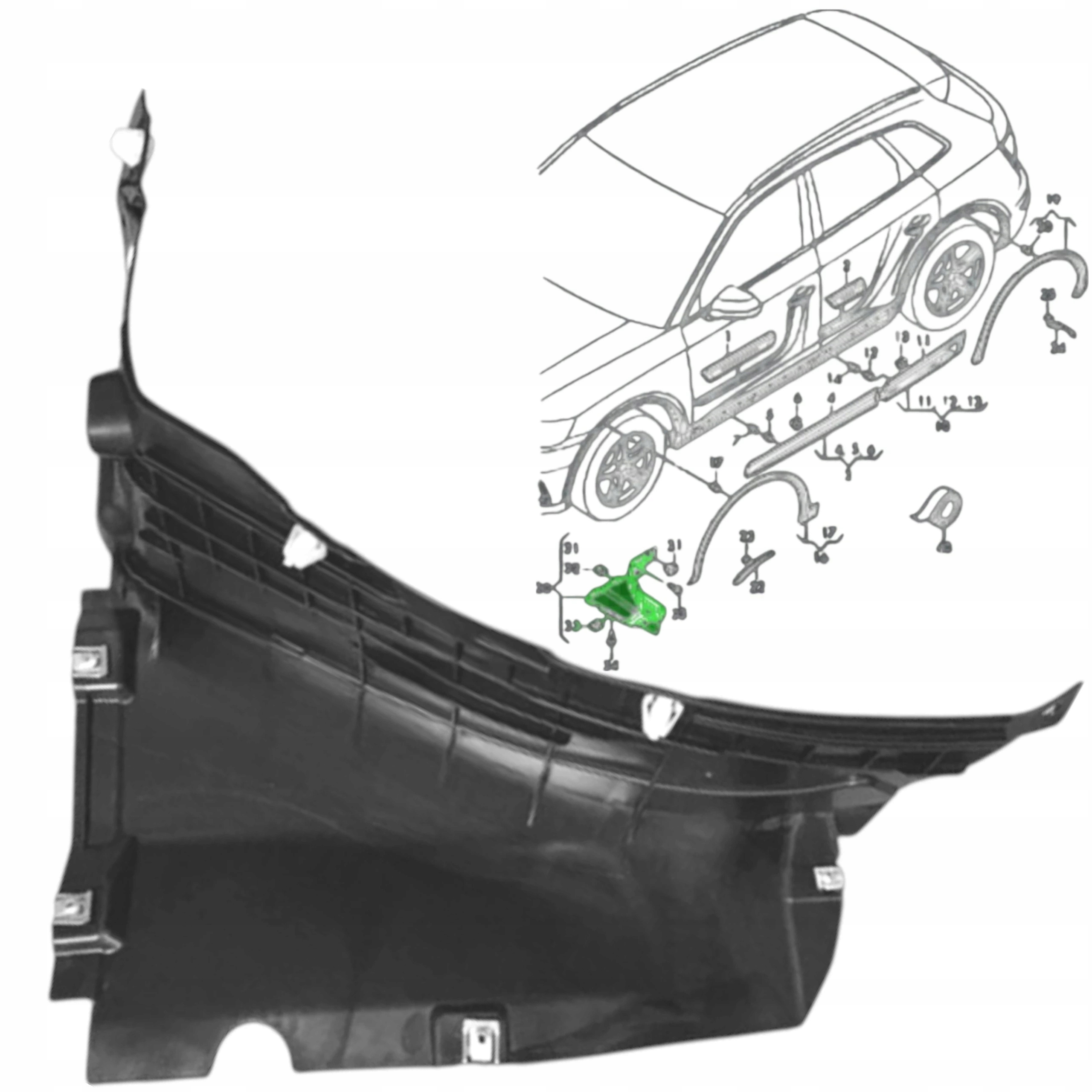 Spoiler Levého Předního Podběhu Pod Nárazník 80A853887C Audi Q5 80A 2016-2020