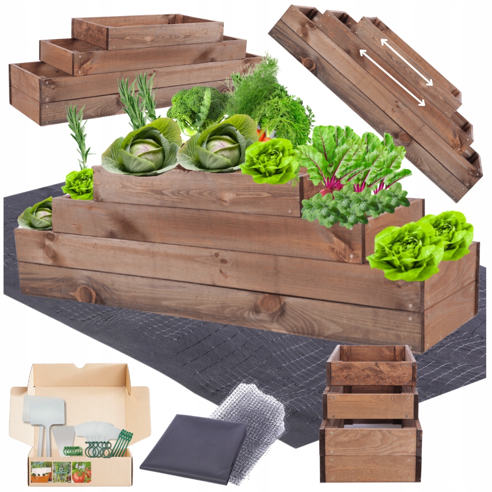 Pařeniště kaskádový regulovaný impregnát zeleninová zahrada vyvýšená 36x120x30