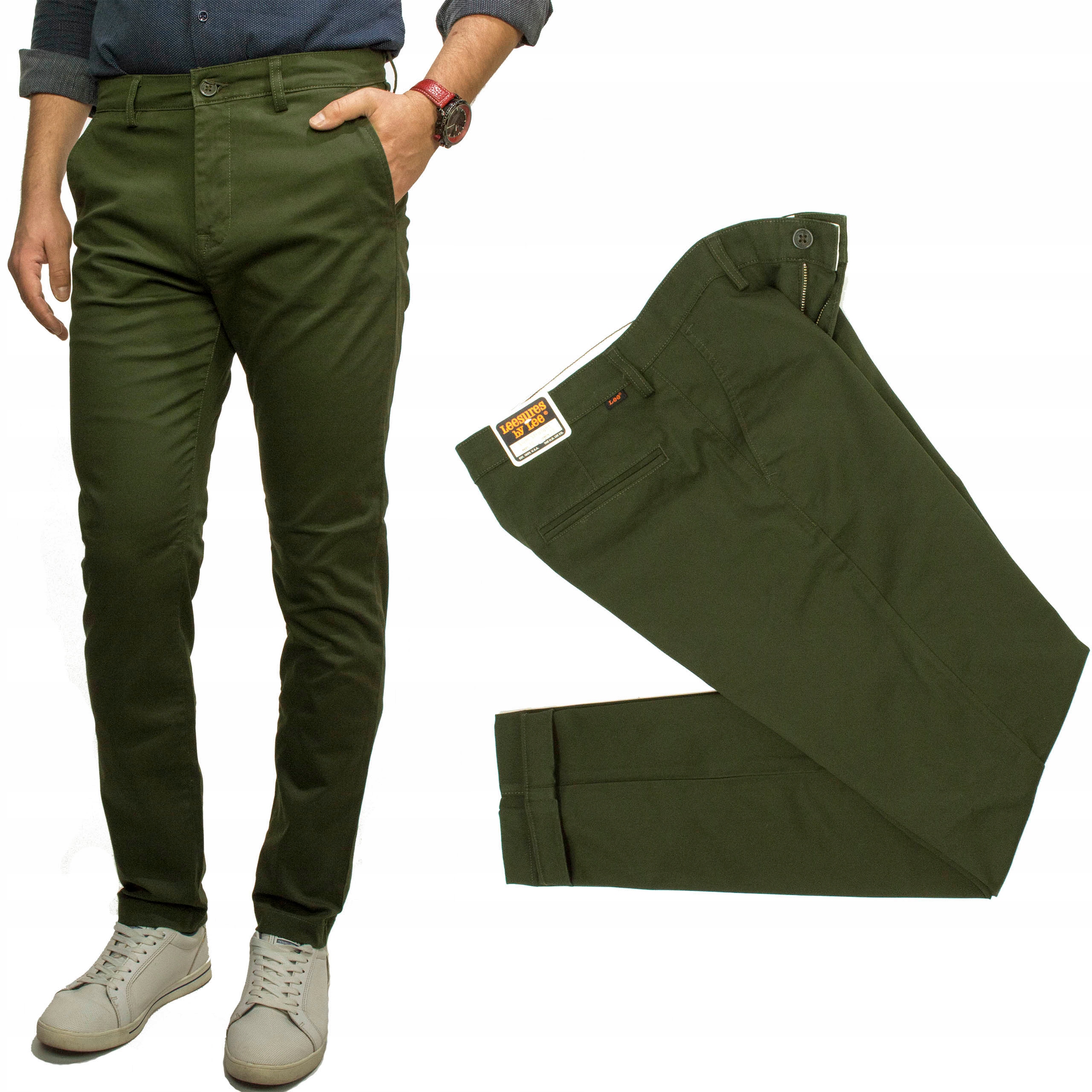 Lee Slim Chino Olive Night pánské látkové kalhoty W34 L32