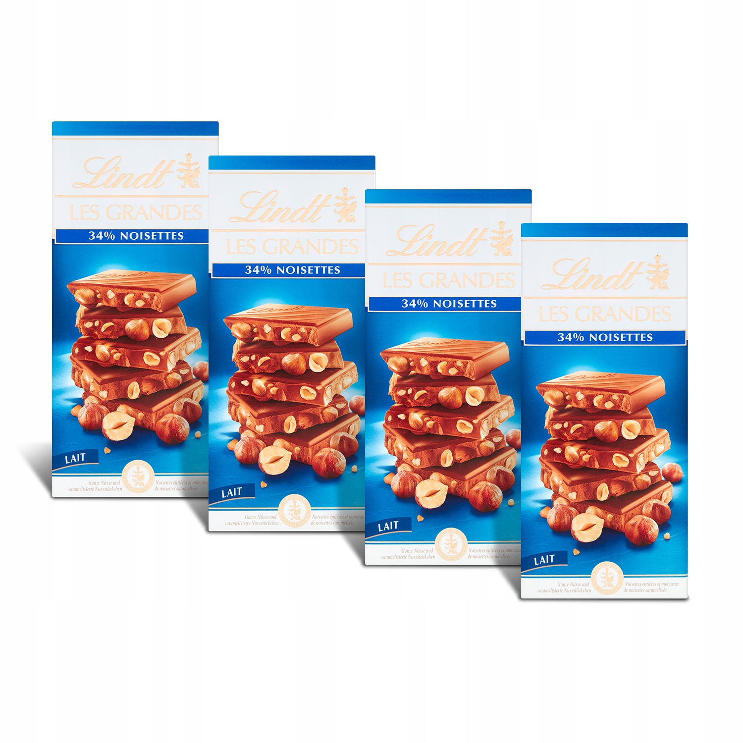 Lindt Les Grandes czekolada mleczna orzechowa orzech laskowy Hazelnu 4x150g