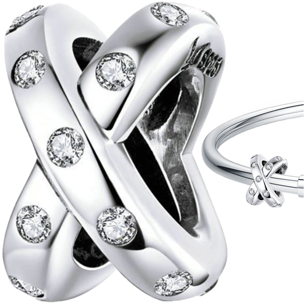 

Charms zawieszka srebro 925 koralik cyrkonie S925