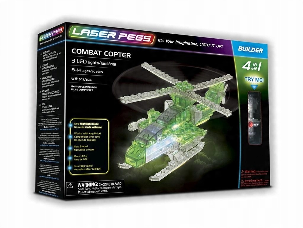 

Klocki Laser Pegs Śmigłowiec 4w1 świecące Led