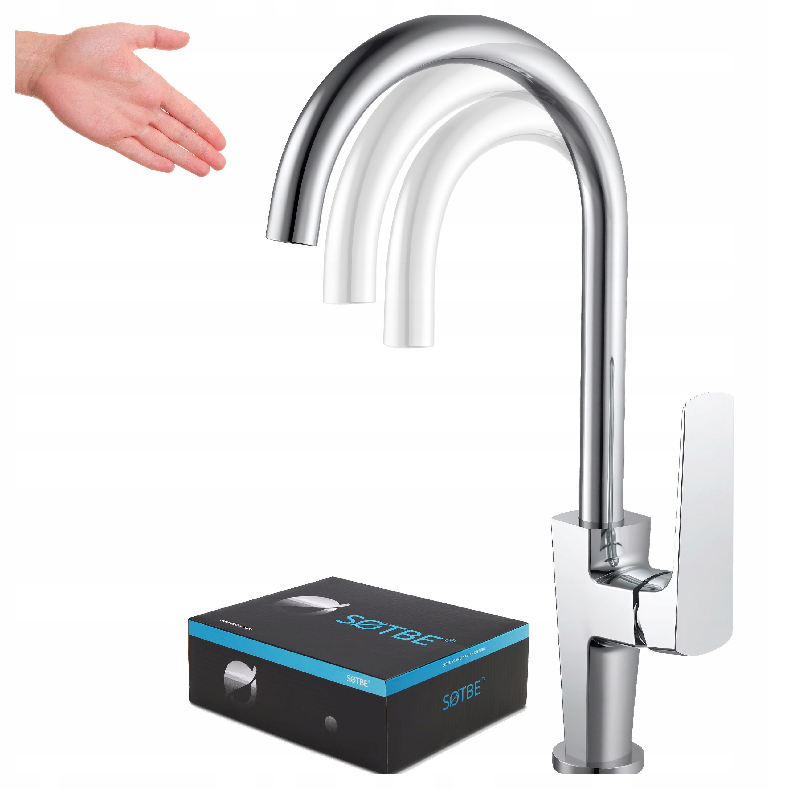 Kuchynská batéria stojaca na dosku vysoká otočná výlevka chrómová drezová