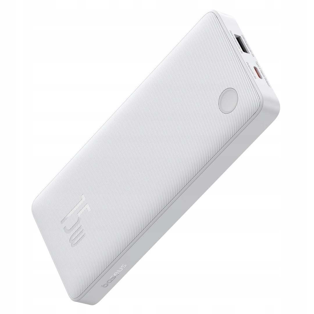 Powerbank 10000mAh 15W Airpow Lite z kablem Usb-a Usb-c 30cm biały