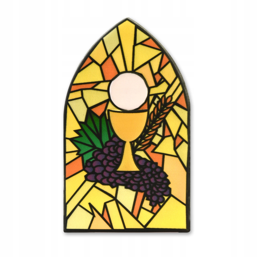 Duży witraż komunijny z hostią figurka cukrowa na tort 12szt