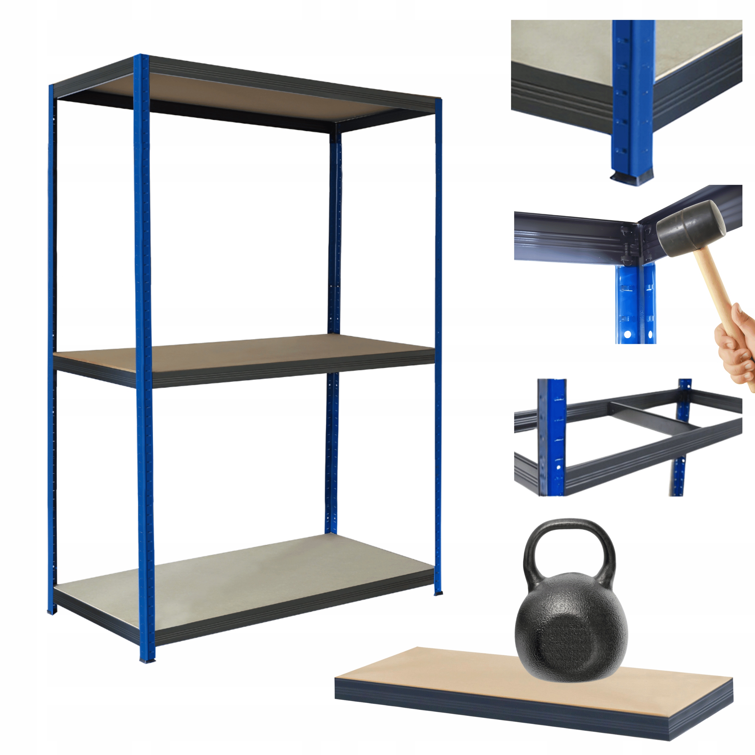 Kovový skladový regál a stojan Helios 90x100x30 cm 3Px175 kg