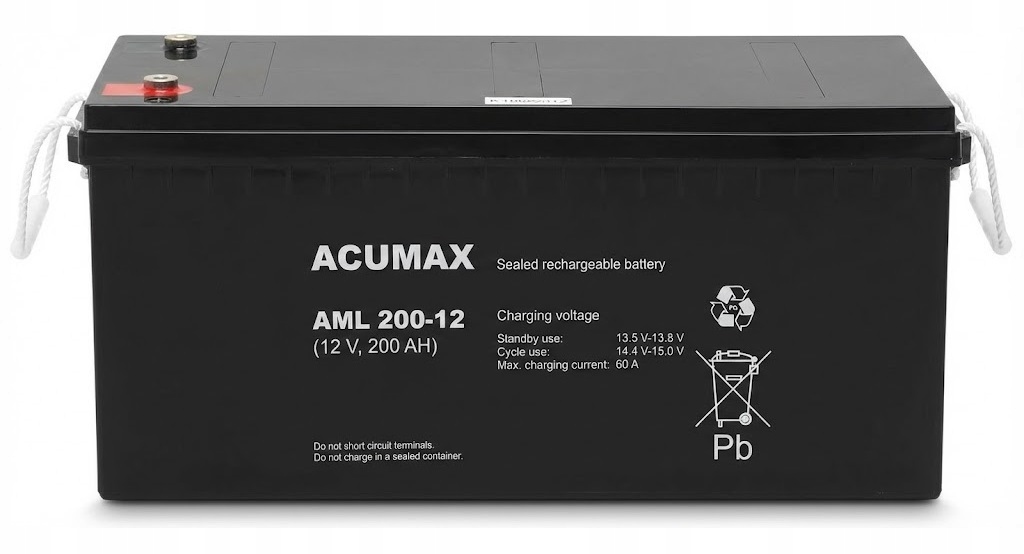 Agm 12V 200Ah Acumax AML200-12 Mocny akumulator do podtrzymania zasilania