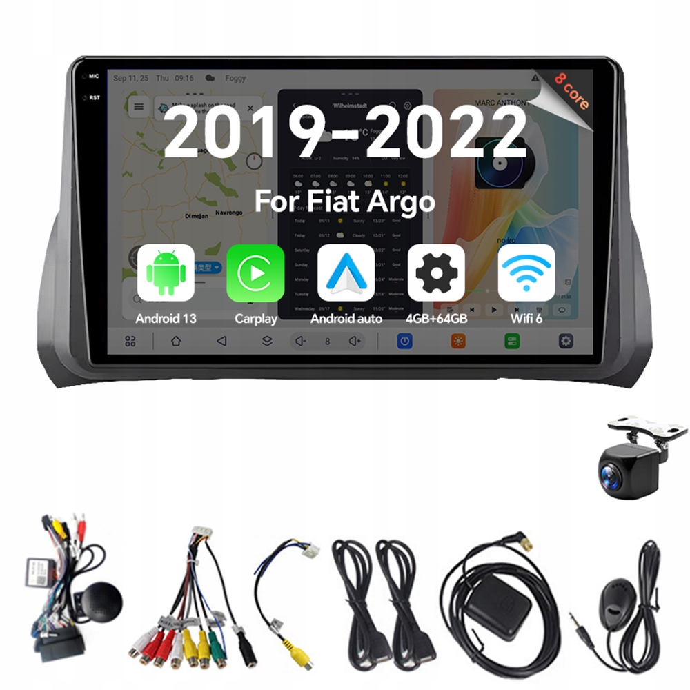 2Din Android 13 autorádio pro Fiat Argo 2019-2022 4G 64G Carplay Gps Bt Rds