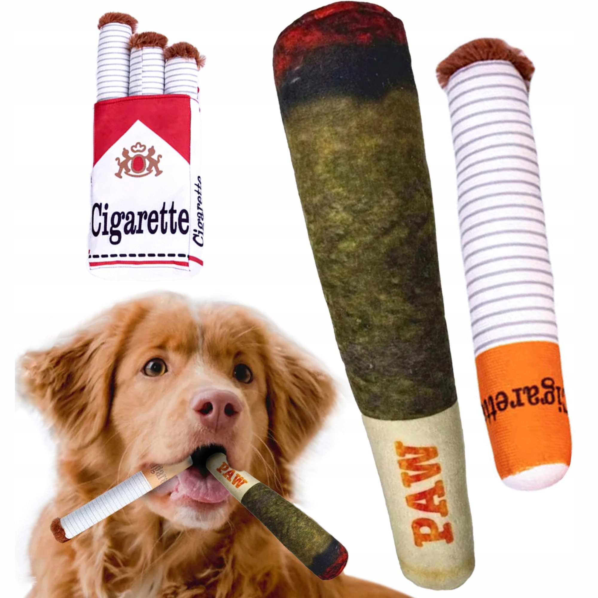 Levně Sada vtipných plyšových Maskotů pro psy Cigarety A Joint