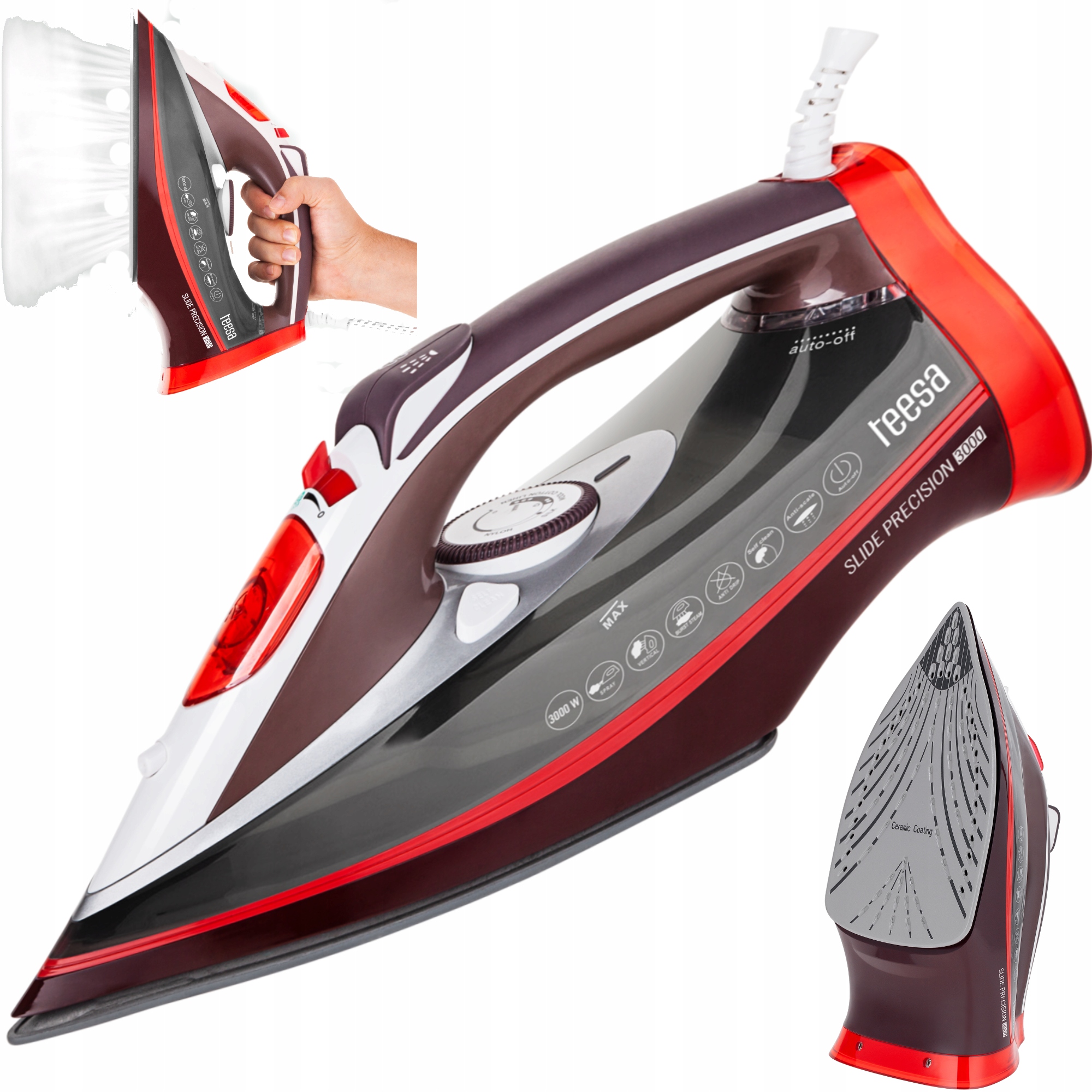 Keramická Žehlička Teesa Slide Precision 3000 Bezpečnostní Vypnutí Anti-calc Anti-drip