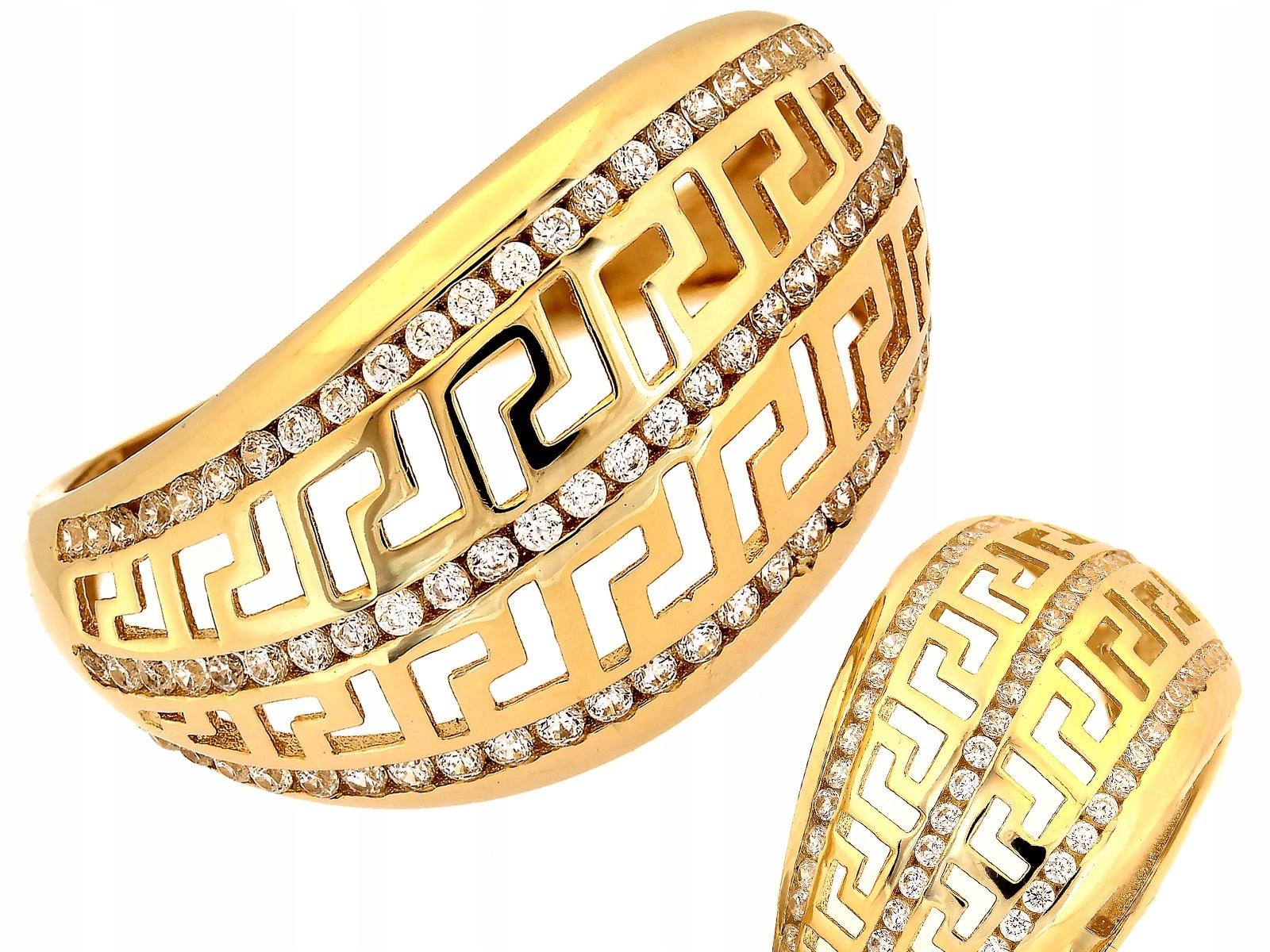 Zlatý dámský prstýnek 585 se zirkonem, šířka 2.78, šířka 12.3 mm, módní vzor 14k