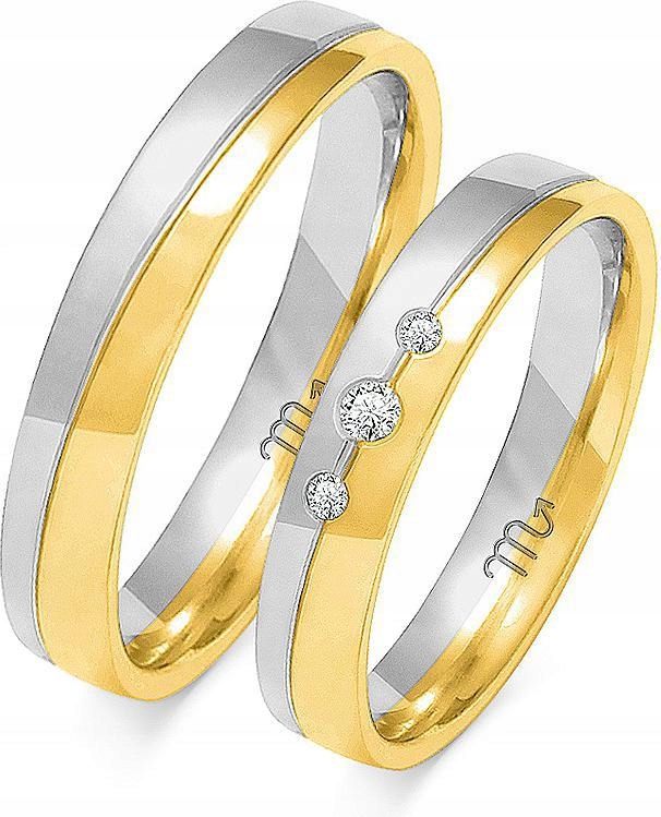 Zlaté snubní prsteny na svatební hostina pro pár 585, 29 30 31, elegantní model s gravírováním