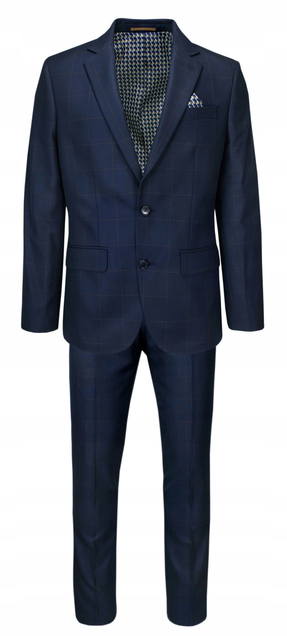 Granatowy Garnitur w Kratę VICTORIO 176/100/86