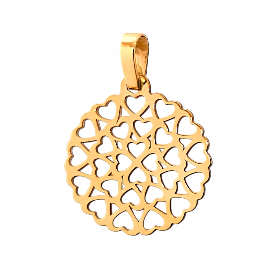 

Złoty wisiorek kółeczko mandala z serduszek pr.585