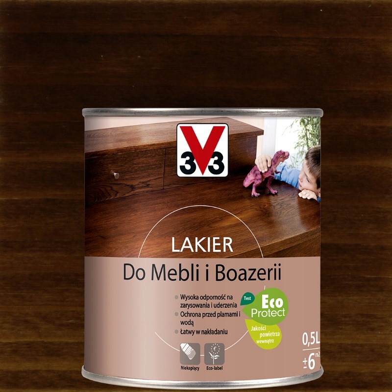 V33 LAKIER DO MEBLI 0,5l DĄB CIEMNY POŁYSK