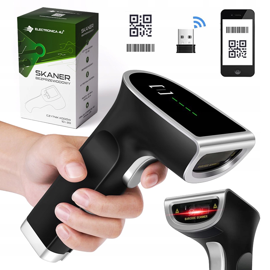 Bezdrátový skener snímač čárových kódů Qr 1D 2D Usb 6700DW