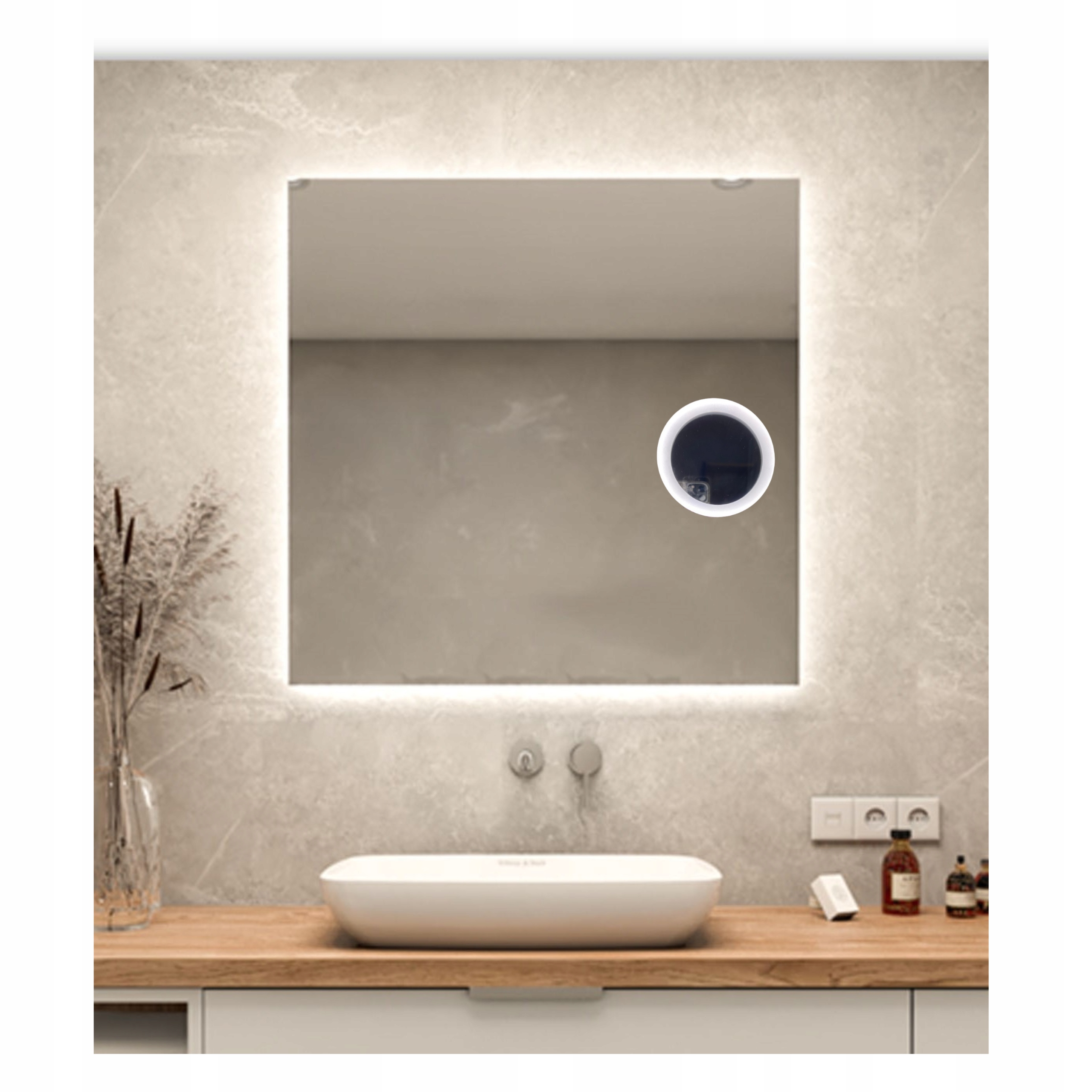 Lustro Led 100x100 cm Ledowe Lusterko Kosmetyczne Łazienkowe Do Makijażu