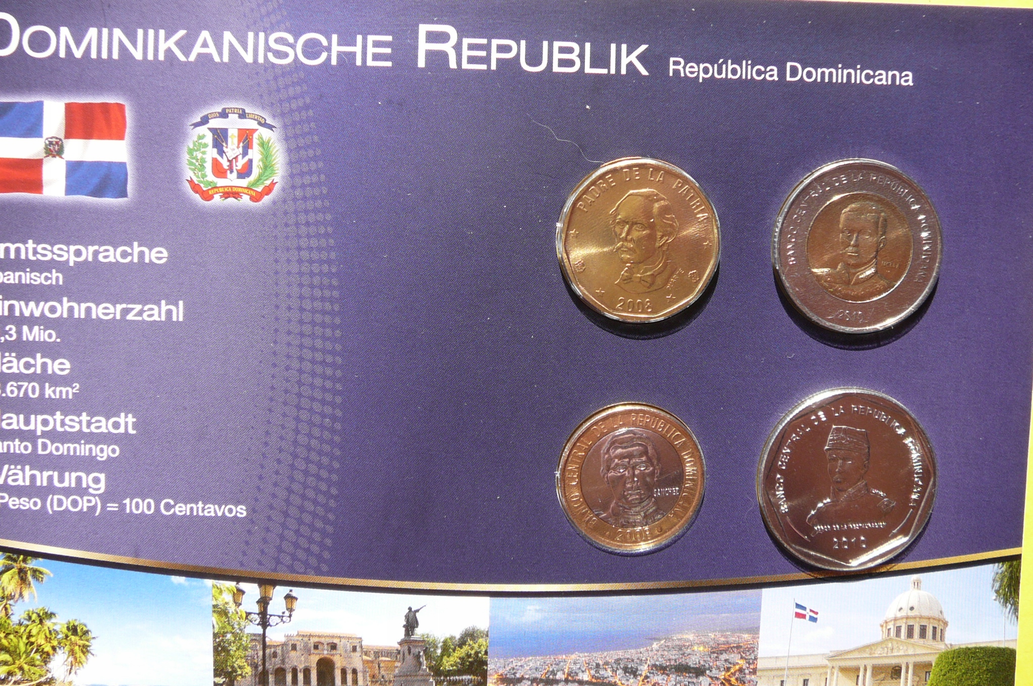 SET 4 SZT PESOS DOMINIKANA BOHATER NARODOWY MENNICZA