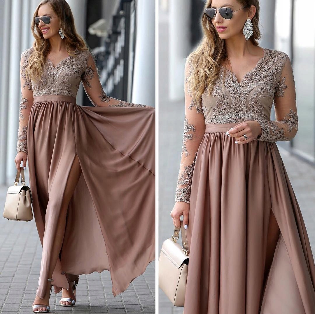 KORONKOWA ROZKLOSZOWANA DŁUGA SUKIENKA MAXI WESELE Fason rozkloszowana