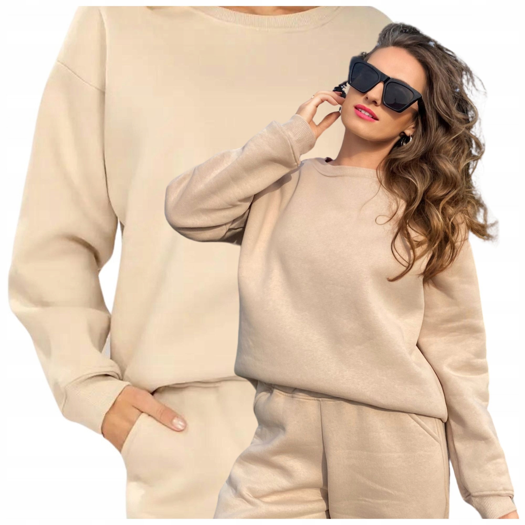 Mikina Bavlněná měkká Polská L Rehema Béžová