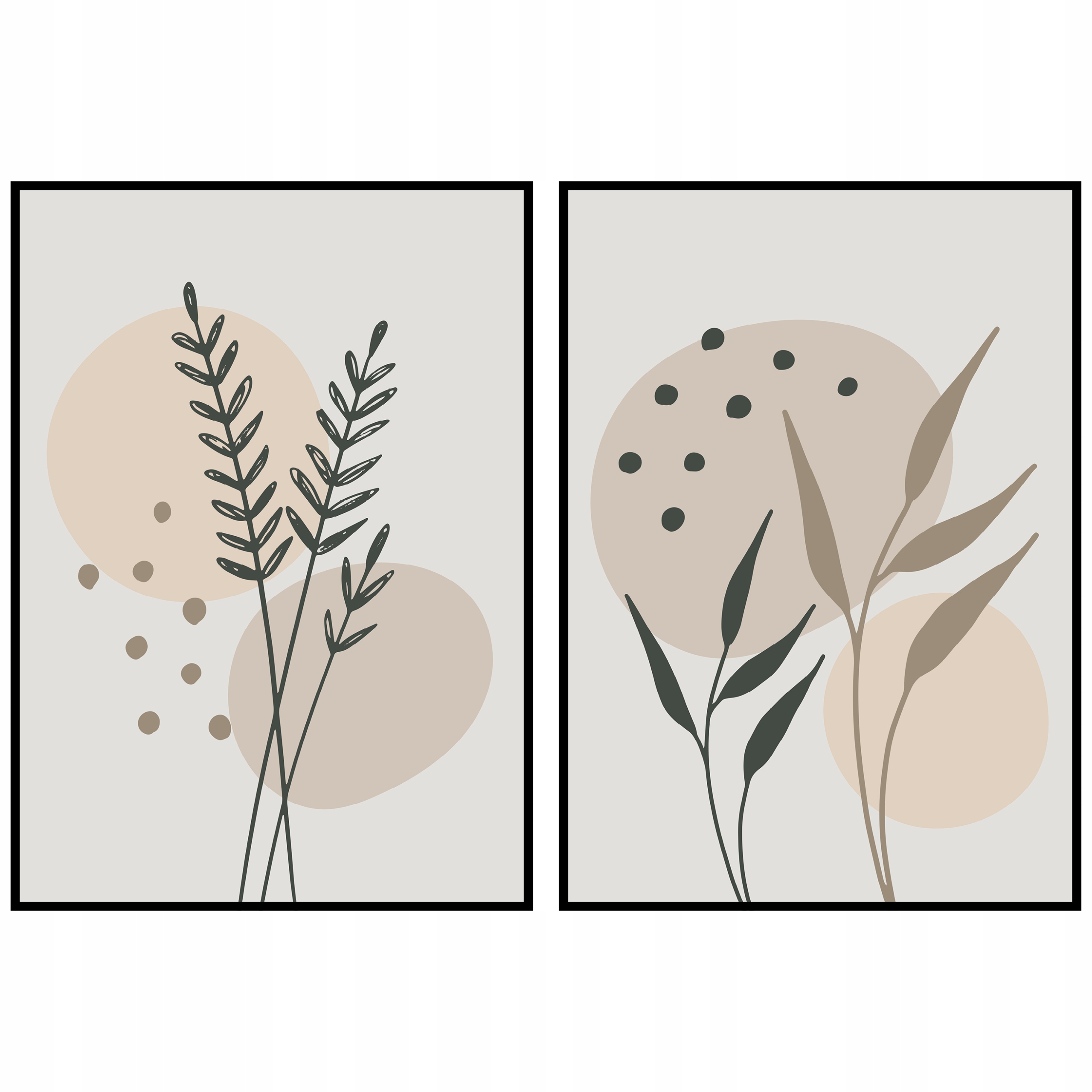 Sada plagátov diptych 2ks 70x100cm Kvety listy grafika rastliny botanika