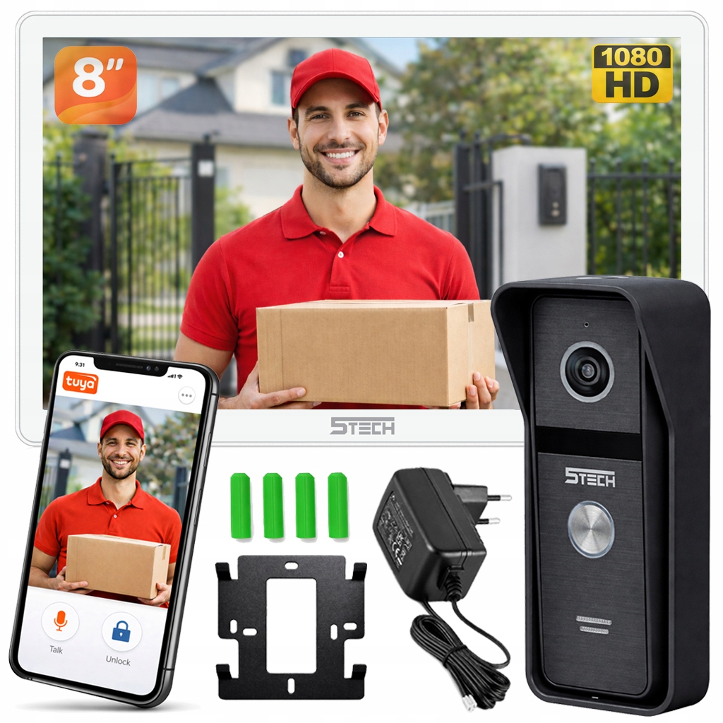 Wideodomofon 5tech Wi-Fi Verus Plus 84207A Aplikacja Tuya Dotykowy Ekran 8"