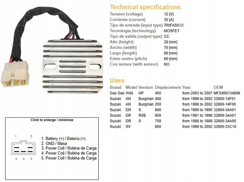 Regulátor Napätia Suzuki 250 Burgman 98-02; 400 Burgman 99-02