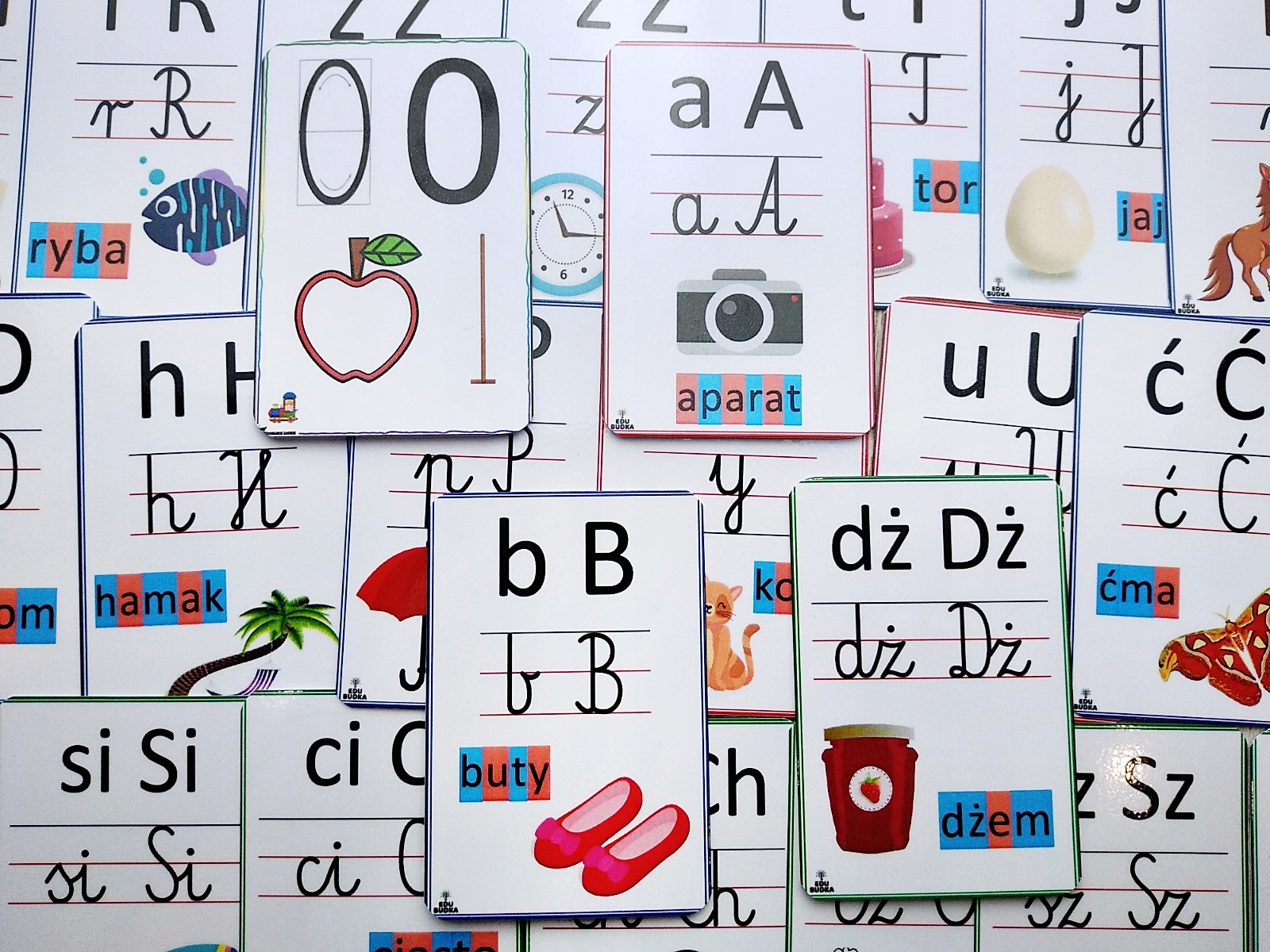 

Fiszki x54 Alfabet +Zmiękczenia+ Dwuznaki +Cyfry