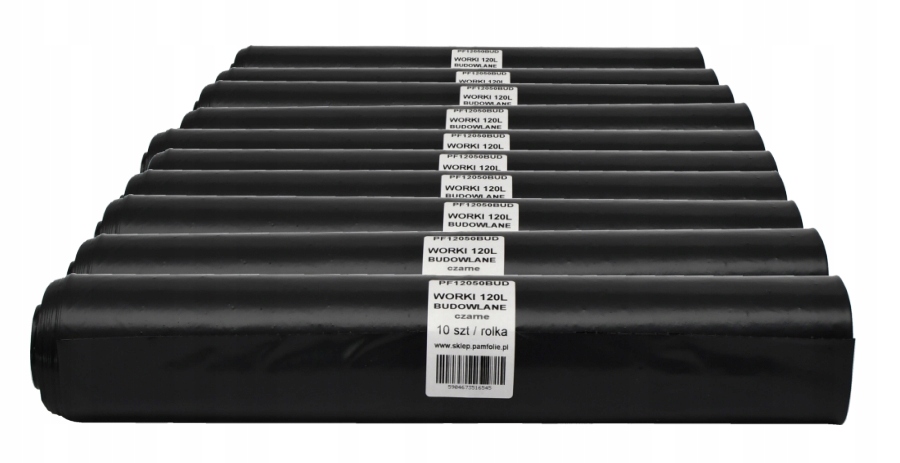 

Worki na śmieci 120L10szt mocne budowlane 50mikron