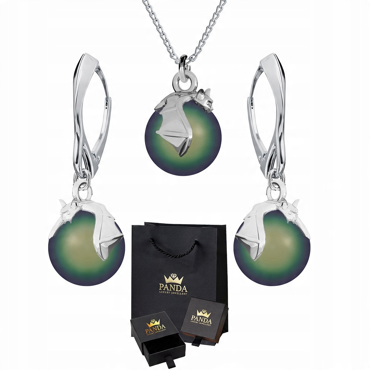 

Komplet Biżuterii Nietoperz Swarovski Srebro 925