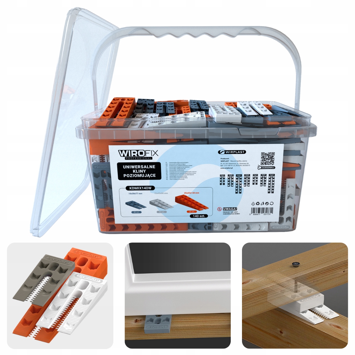 Kliny MIX do poziomowania prostowania łat dachu dekarskie okna drzwi Jakość